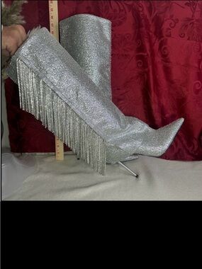 Women’s Steve Madden Silver Rhinestone Knee-High Boots -8.5